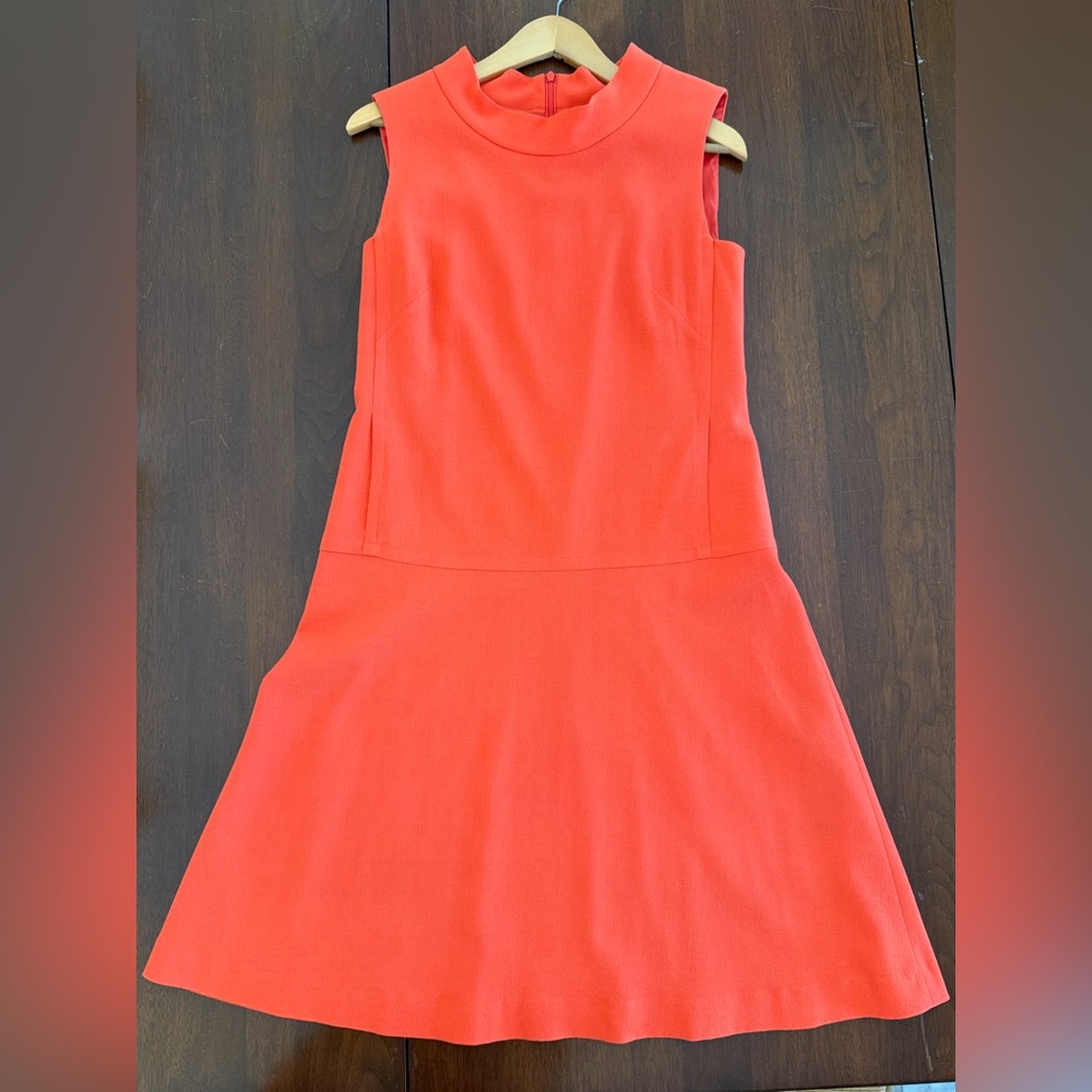 Lafayette 148 New York Vibrant Coral Orange Drop Waist Aline Dress Women’s 6